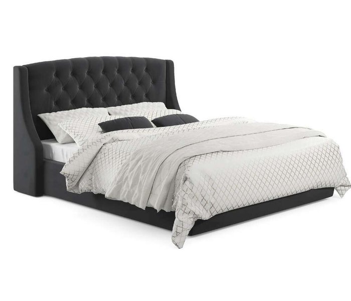 Кровать Stefani 160х200 черного цвета с подъемным механизмом и матрасом