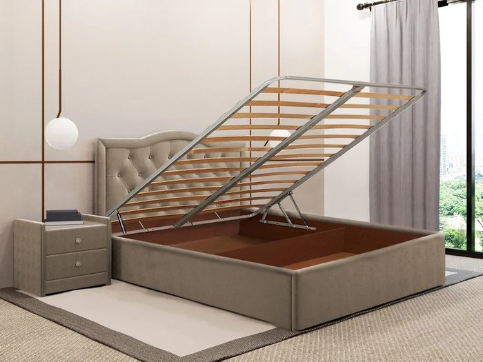Кровать Герцогиня бежевого цвета 160х200 с подъемным механизмом - купить Кровати для спальни по цене 44520.0