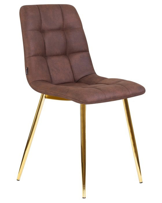 Стул обеденный Alex коричневого цвета с золотыми ножками - купить Обеденные стулья по цене 6600.0