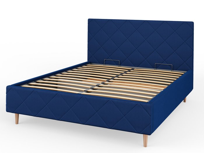 Кровать Афина-1 180х200 синего цвета с подъемным механизмом - купить Кровати для спальни по цене 39840.0