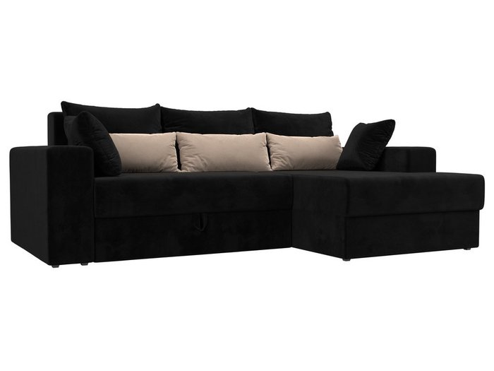 Угловой диван-кровать Мэдисон черно-бежевого цвета