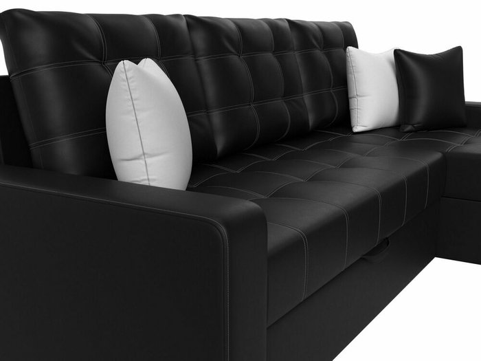 Угловой диван-кровать Ливерпуль  черного цвета (экокожа) правый угол - лучшие Угловые диваны в INMYROOM