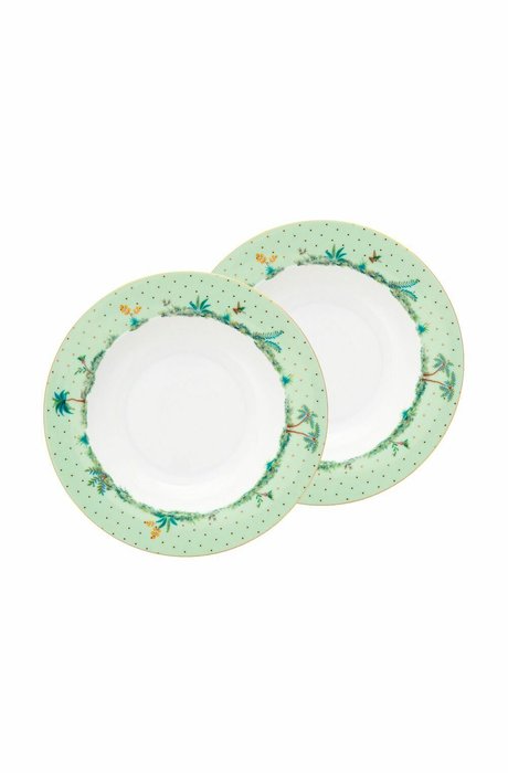 Набор из 2-х глубоких тарелок Jolie Dots Green, D21,5 см