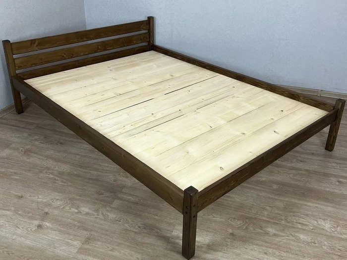 Кровать Классика сосновая сплошное основание 180х200 цвета темный дуб - купить Кровати для спальни по цене 15208.0