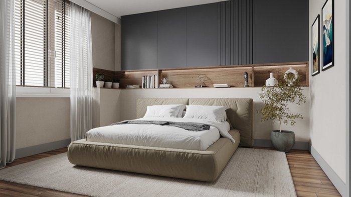 Кровать Латона-3 140х200 бежевого цвета - купить Кровати для спальни по цене 70041.0