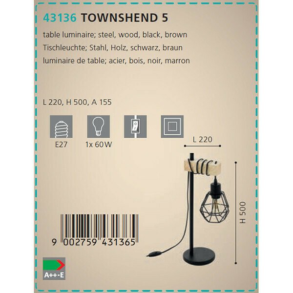 Настольная лампа Townshend черного цвета - купить Настольные лампы по цене 5490.0