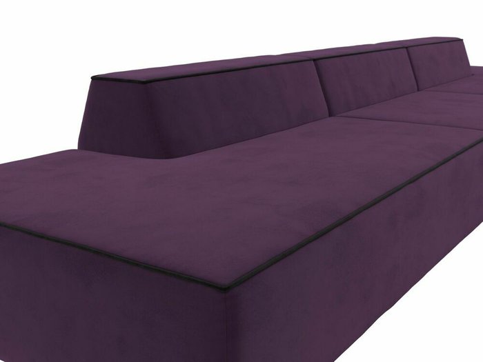 Прямой модульный диван Монс Лонг темно-фиолетового цвета с черным кантом - лучшие Прямые диваны в INMYROOM