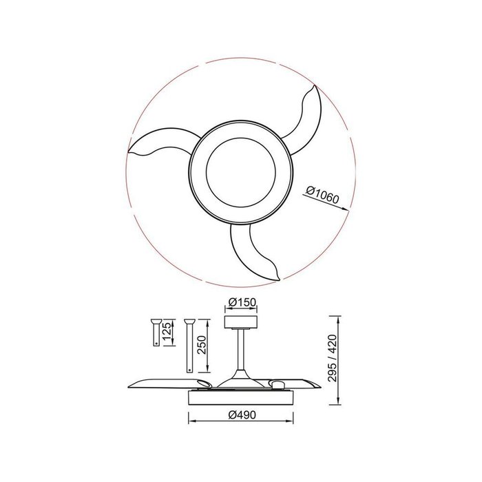 Люстра-вентилятор Niseko Fan 9091 (пластик, цвет золото) - лучшие Потолочные светильники в INMYROOM