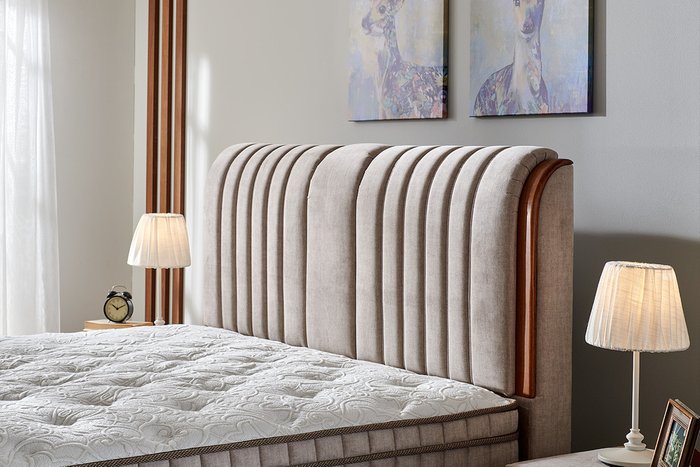 Кровать с подъёмным механизмом Kapok Naturel 160х200 бежевого цвета - лучшие Кровати для спальни в INMYROOM