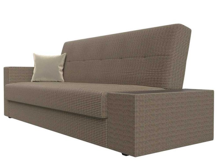 Диван-кровать Лига 020 коричнево-бежевого цвета со столиком справа (рогожка) - лучшие Прямые диваны в INMYROOM