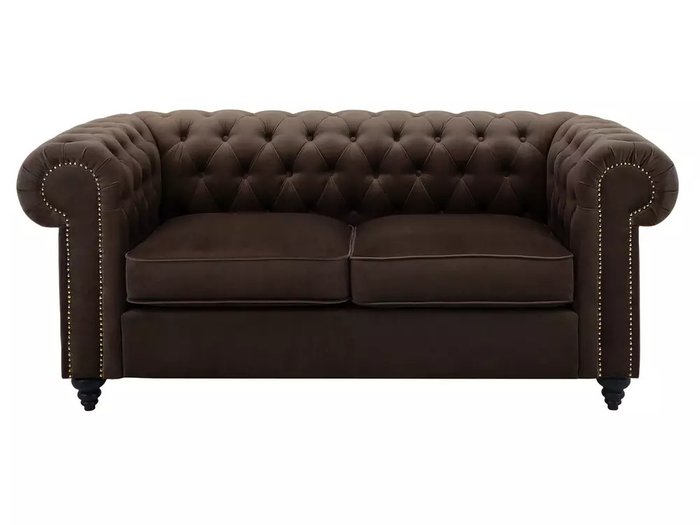 Диван Chester Classic коричневого цвета с черными ножками