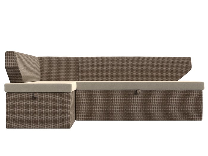 Угловой диван-кровать Омура бежево-коричневого цвета левый угол - купить Угловые диваны по цене 37999.0