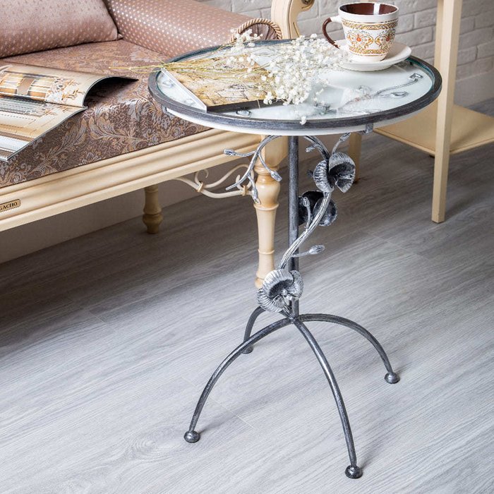 Кофейный стол Орхидея Фиори серебряного цвета - купить Кофейные столики по цене 14776.0