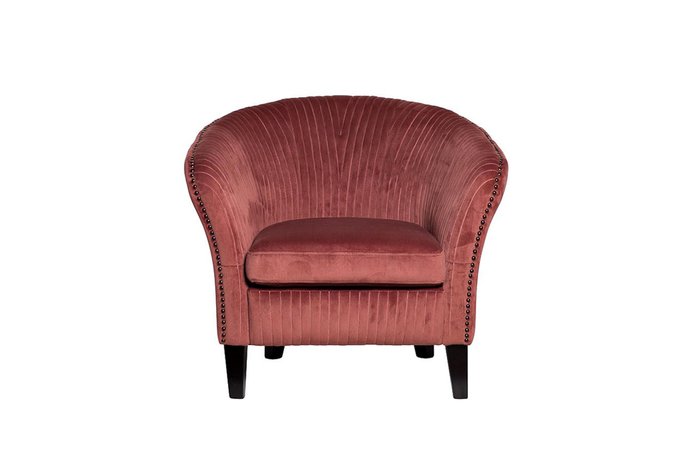 Кресло в обивке из велюра темно-розового цвета