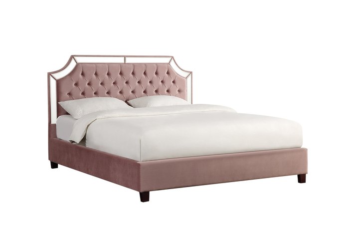 Кровать с зеркальными вставками 180х200 розового цвета - купить Кровати для спальни по цене 51800.0