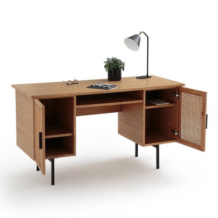 Стол письменный с двумя ящиками Waska бежевого цвета - лучшие Письменные столы в INMYROOM