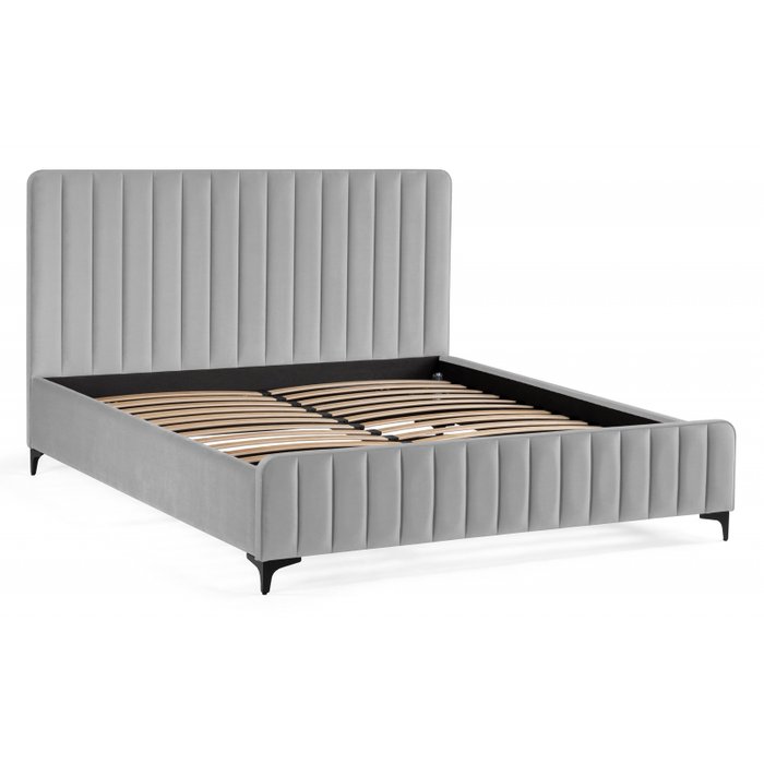 Кровать Амелия 160х200 светло-серого цвета без подъемного механизма - купить Кровати для спальни по цене 36560.0