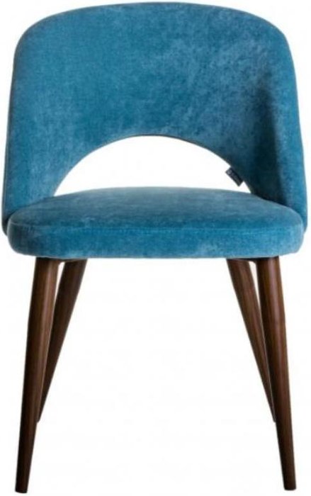 Стул Lars синего цвета с коричневыми ножками - лучшие Обеденные стулья в INMYROOM