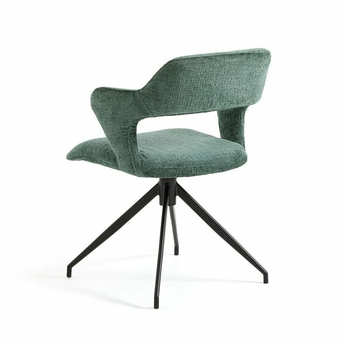 Кресло обеденное вращающееся с эффектом синели Asyar зеленого цвета - лучшие Интерьерные кресла в INMYROOM