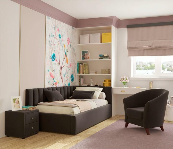 Кровать Milena 90х200 коричневого цвета - купить Кровати для спальни по цене 23000.0 Кровать Milena 90х200 коричневого цвета - купить Кровати для спальни по цене 23000.0