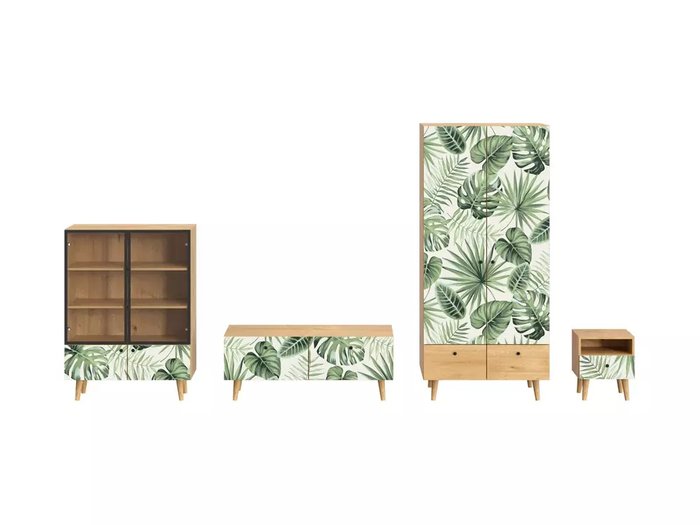 Композиция Frida 14 с принтом Monstera на деревянных ножках - купить Гостиные гарнитуры по цене 136602.0
