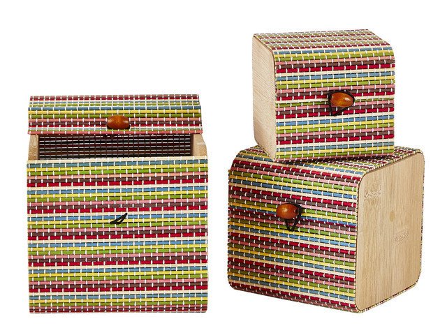 Набор из трех коробок Villa Collection красно-бежевого цвета - лучшие Декоративные коробки в INMYROOM