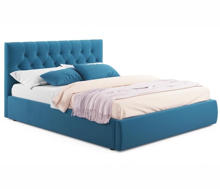 Кровать Verona 140х200 с подъемным механизмом синего цвета