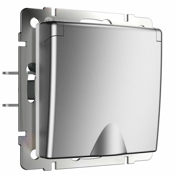 Розетка влагозащ. с зазем. с защит. крышкой и шторками серебряный матовый W1171265 Встраиваемые механизмы серебряный матовый Розетка влагозащ. с зазем. с защит. крышкой и шторками серебряный матовый W1171265 Встраиваемые механизмы серебряный матовый