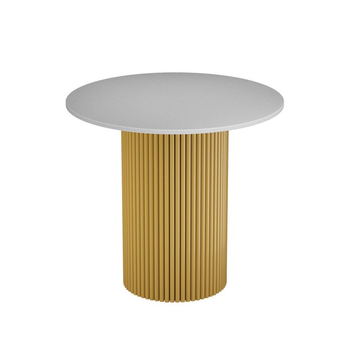 Обеденный стол Trubis Wood L 80 бело-золотого цвета