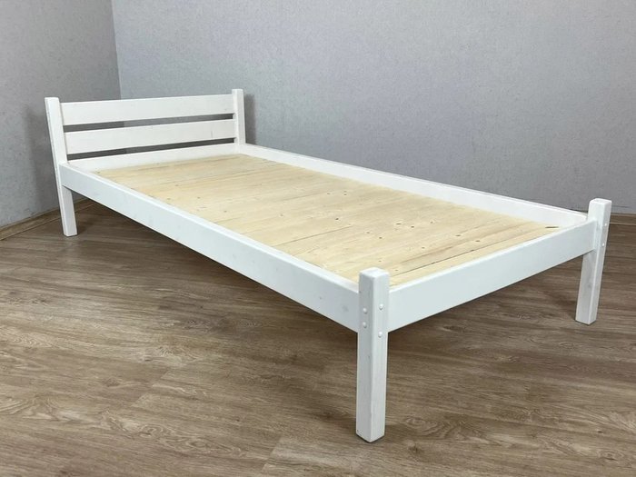 Кровать Классика сосновая сплошное основание 80х190 белого цвета - купить Кровати для спальни по цене 11659.0