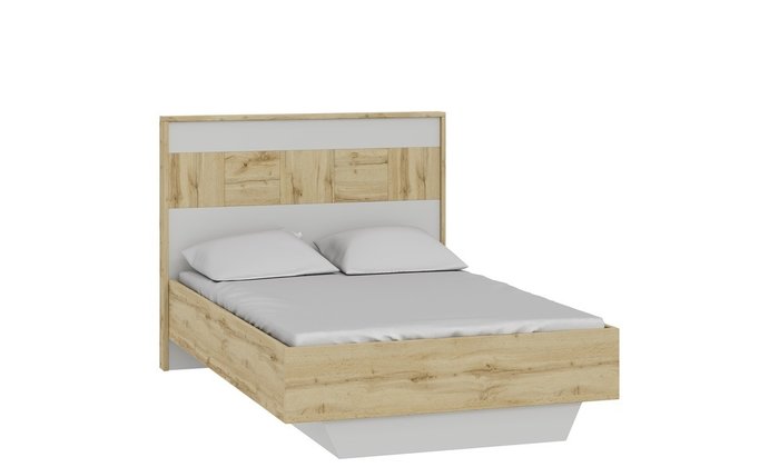 Кровать Аризона 140х200 с подъемным механизмом бело-коричневого цвета 