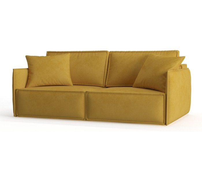 Диван-кровать из велюра Лортон желтого цвета