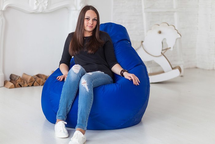 Кресло-мешок Груша 2XL в обивки из ткани оксфорд синего цвета - купить Бескаркасная мебель по цене 2790.0