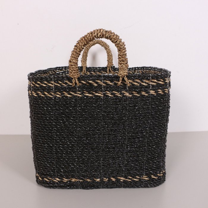 Корзина плетеная Olive Black 42х43 из натурального бананового волокна - лучшие Плетеные корзины в INMYROOM