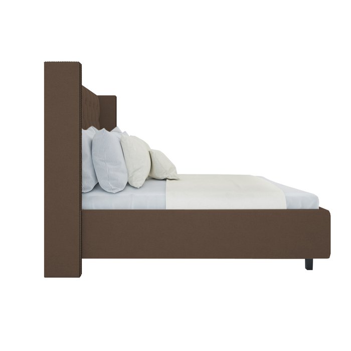Кровать с декоративными гвоздиками Wing Велюр Серо-коричневый 200x200 - купить Кровати для спальни по цене 102000.0