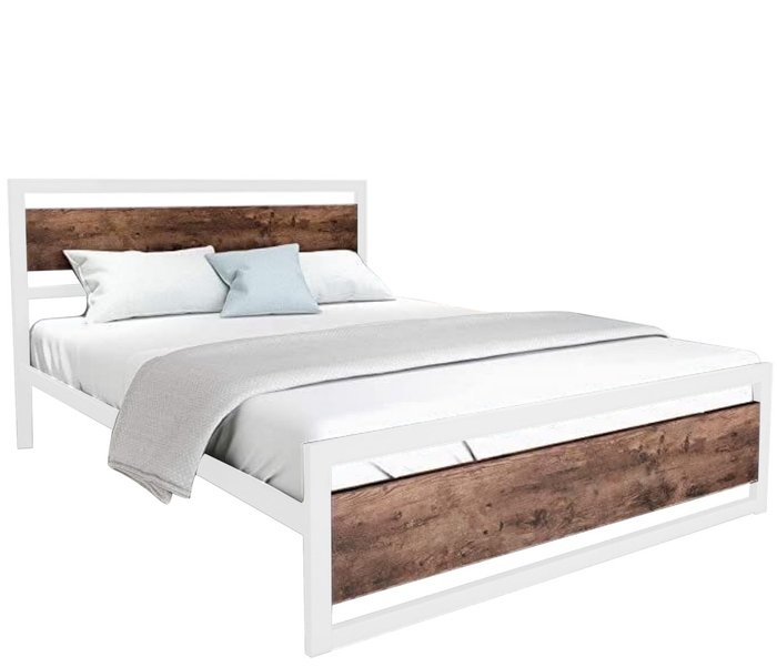Кровать Бостон 160х200 бело-коричневого цвета - купить Кровати для спальни по цене 26990.0