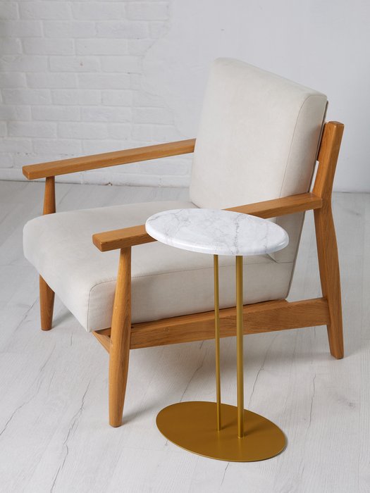 Кофейный стол Сallisto M бело-золотого цвета - купить Кофейные столики по цене 3194.0