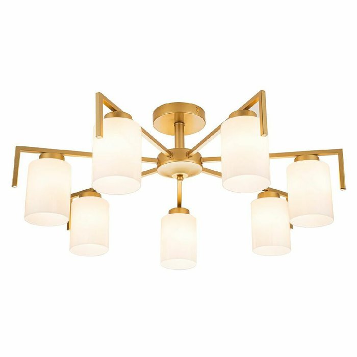 Люстра на штанге Style 1142/7P Gold (стекло, цвет белый) Люстра на штанге Style 1142/7P Gold (стекло, цвет белый)