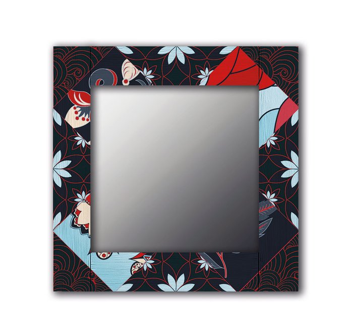 Настенное зеркало Весенние цветы 50х65 черного цвета - купить Настенные зеркала по цене 13190.0