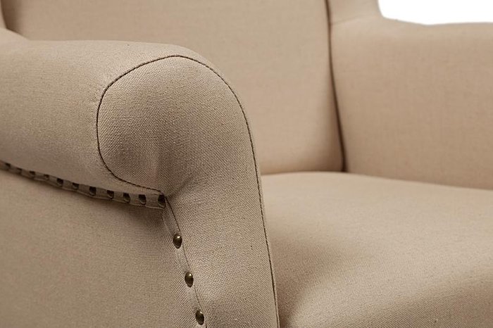 Кресло French Wing Chair Кремовый Лен - купить Интерьерные кресла по цене 59150.0