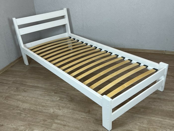 Кровать Мишка сосновая с ортопедическим основанием 80х200 белого цвета - купить Кровати для спальни по цене 11461.0