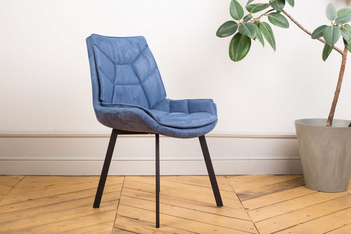 Стул Capella синего цвета с черными ножками - лучшие Обеденные стулья в INMYROOM