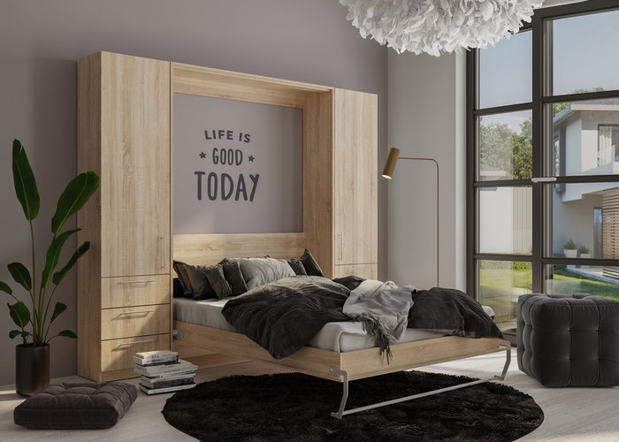 Комплект мебели Smart 140х200 бежевого цвета - купить Спальные гарнитуры по цене 87490.0