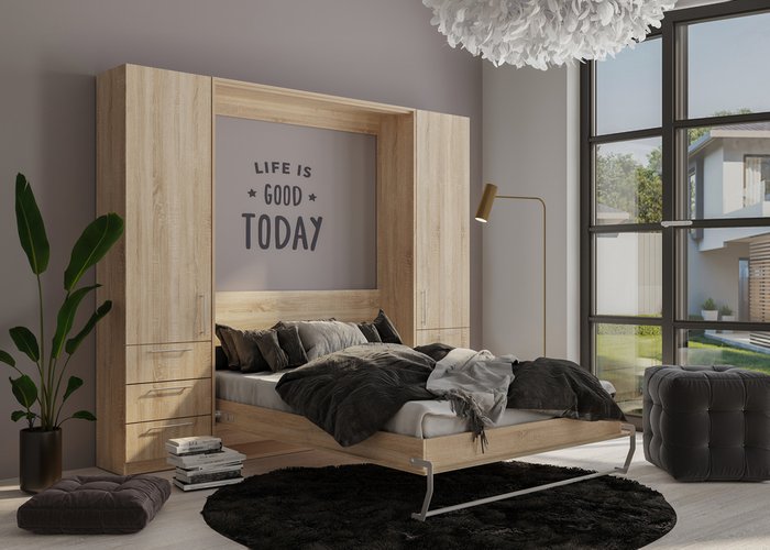Комплект мебели Smart 140х200 бежевого цвета - купить Спальные гарнитуры по цене 87490.0 Комплект мебели Smart 140х200 бежевого цвета - купить Спальные гарнитуры по цене 87490.0