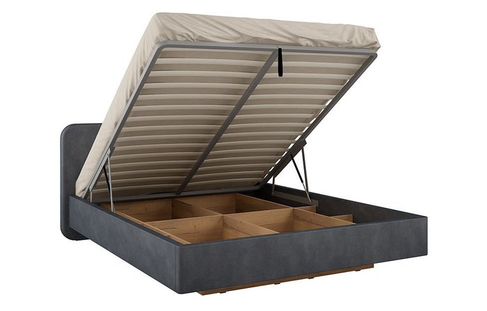 Кровать с подъемным механизмом Альфа 140х200 темно-серого цвета - лучшие Кровати для спальни в INMYROOM