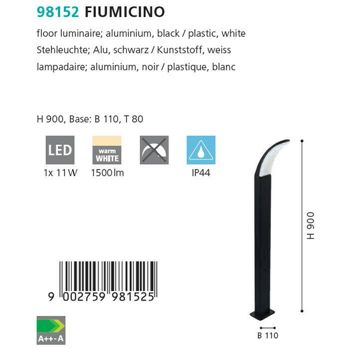 Уличный фонарь Fiumicino L бело-черного цвета - лучшие Наземные светильники в INMYROOM