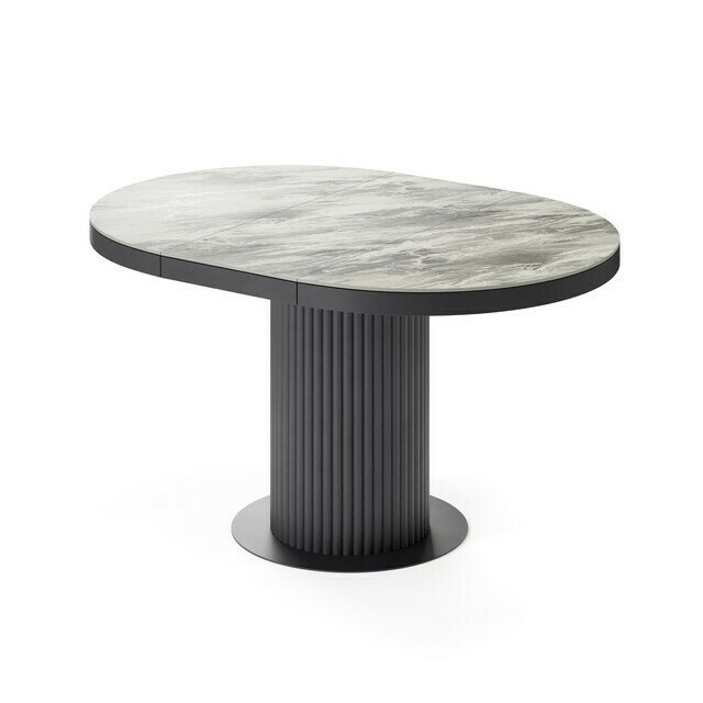 Раздвижной обеденный стол Меб M серо-черного цвета - лучшие Обеденные столы в INMYROOM