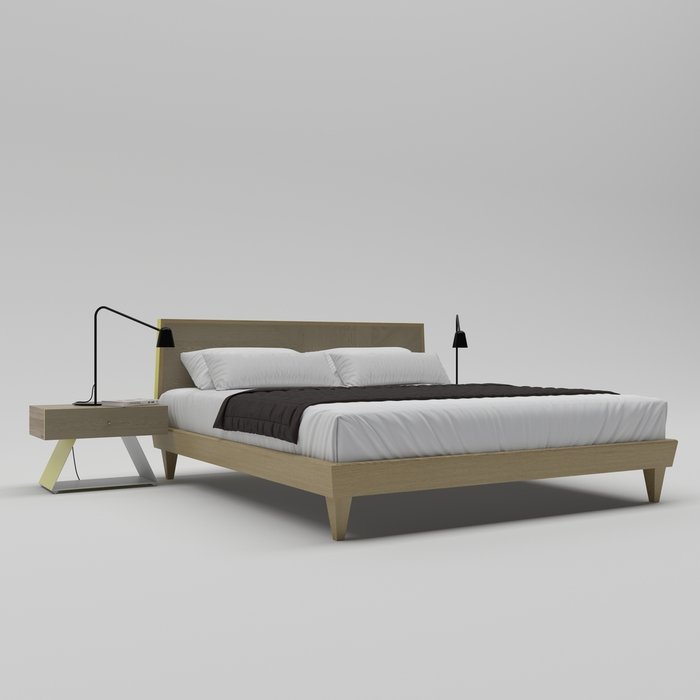 Кровать Sens из массив дуба желтая 180х200 см - купить Кровати для спальни по цене 124300.0