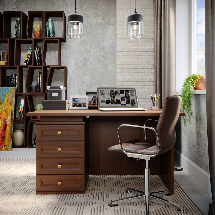 Письменный стол Белладжио коричневого цвета - лучшие Письменные столы в INMYROOM