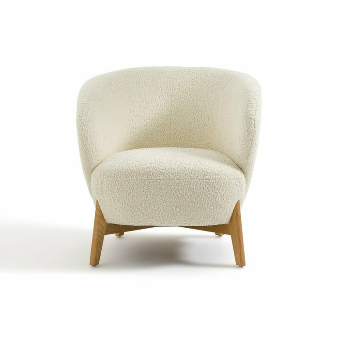 Кресло с обивкой из буклированного материала Lancy светло-бежевого цвета - купить Интерьерные кресла по цене 56980.0